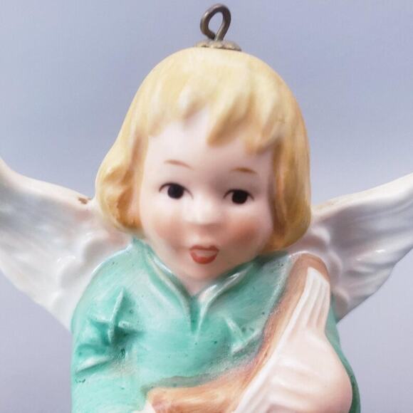 1977 Goebel Green Angel With Lute Bell Christmas Tree Ornament Lot of 3 - Picture 11 of 16